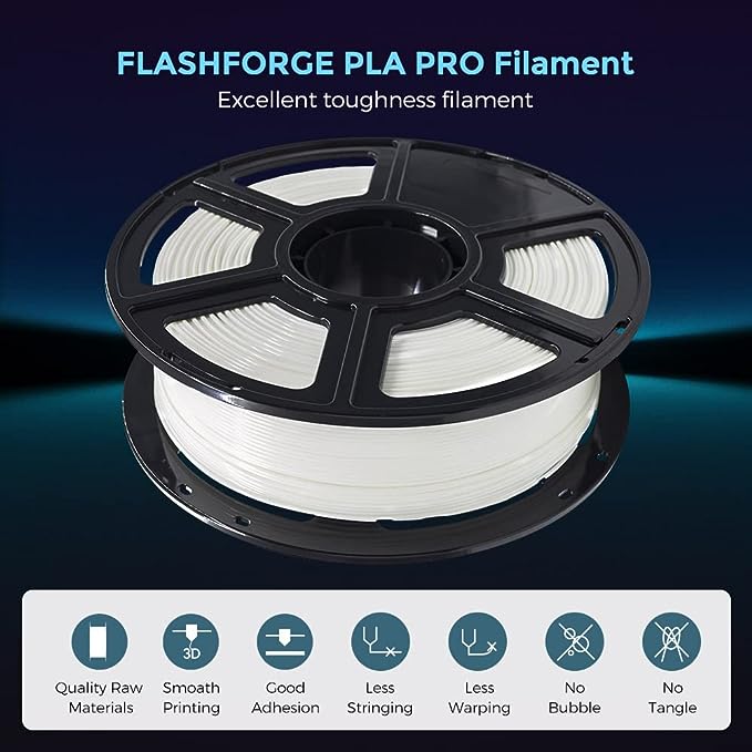 Flashforge PLA PRO 3D Printing Filament White, 1.75mm, Net Weight-1kg