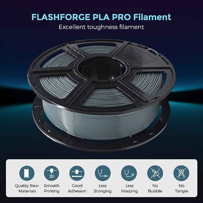 Flashforge PLA PRO 3D Printing Filament Grey, 1.75mm, Net Weight-1kg