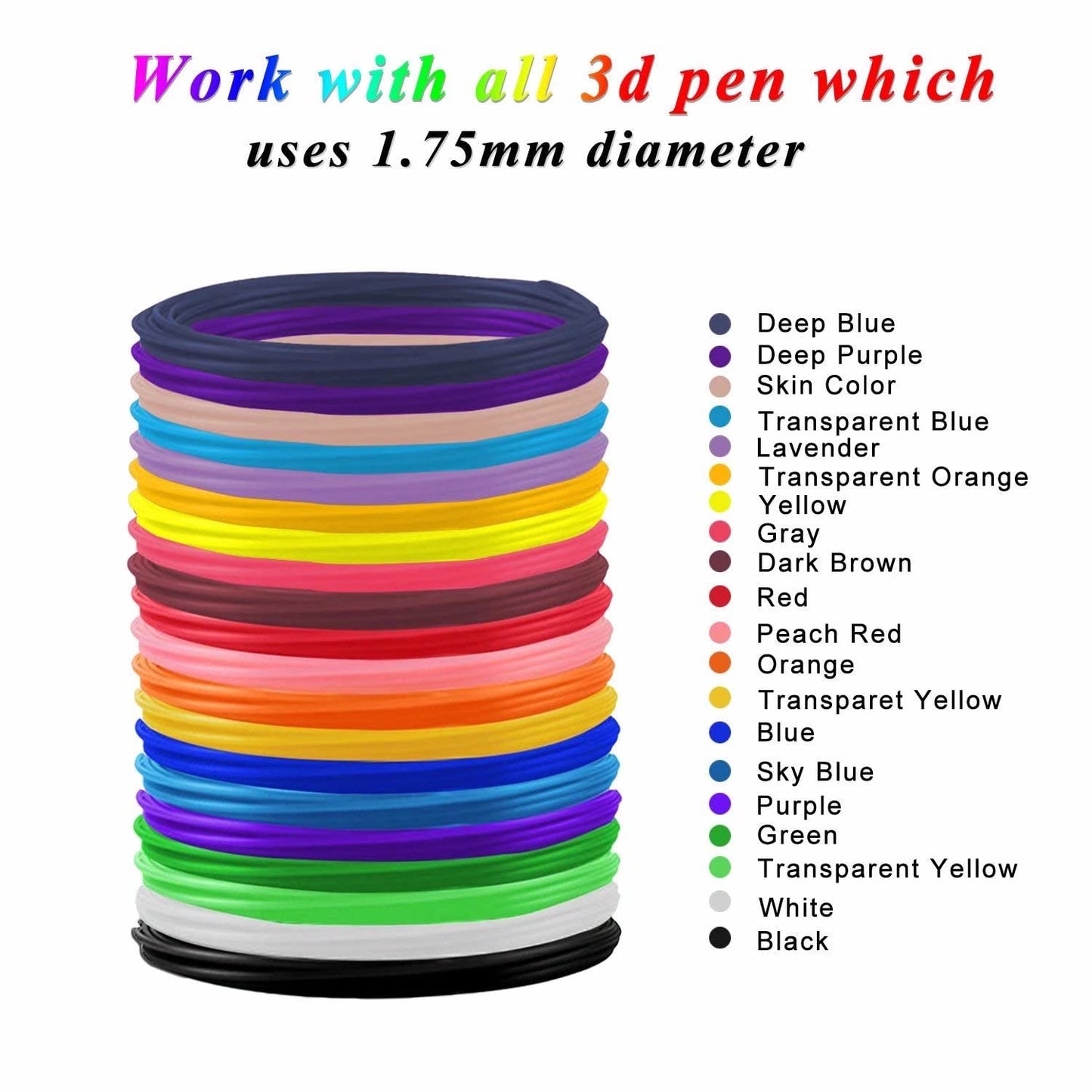 SUNLU PLA 3D Pen Filament - 10M - Set of 20 ABS FILAMENTS