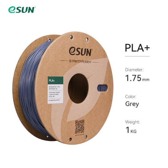 eSUN PLA+ 3D Printing Filament Grey,1.75mm, Net Weight-1kg
