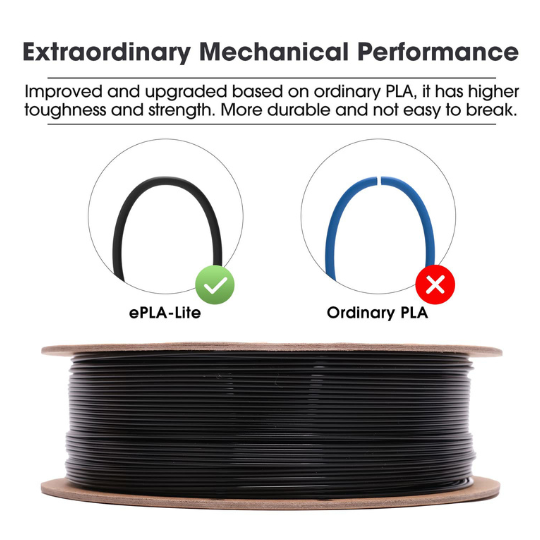eSUN ePLA Lite 3D Printing Filament Black,1.75mm, Net Weight-1kg