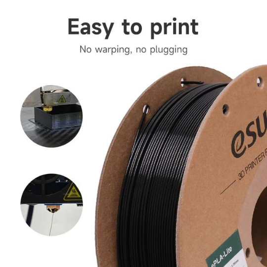 eSUN ePLA Lite 3D Printing Filament Black,1.75mm, Net Weight-1kg