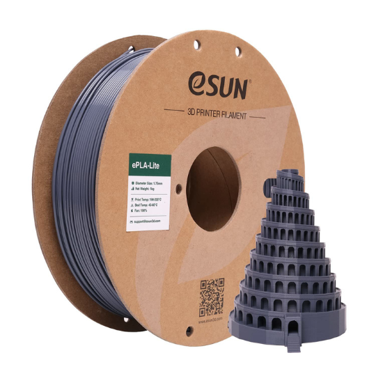eSUN ePLA Lite 3D Printing Filament Grey,1.75mm, Net Weight-1kg