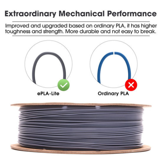 eSUN ePLA Lite 3D Printing Filament Grey,1.75mm, Net Weight-1kg