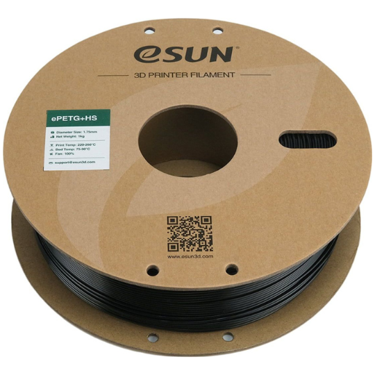 eSUN ePETG+HS 3D Printing Filament Solid Black,1.75mm, Net Weight-1kg
