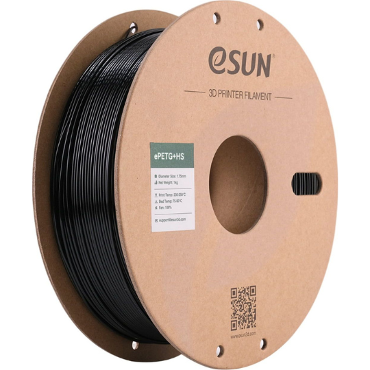 eSUN ePETG+HS 3D Printing Filament Solid Black,1.75mm, Net Weight-1kg