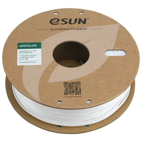eSUN ePETG+HS 3D Printing Filament Solid White,1.75mm, Net Weight-1kg 3D Filaments