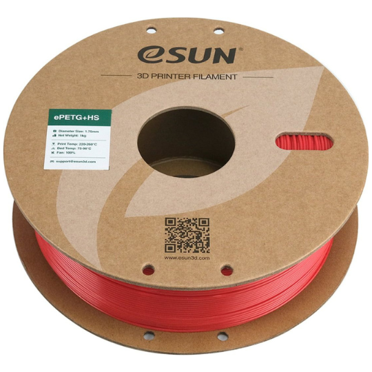 eSUN ePETG+HS 3D Printing Filament Solid Red,1.75mm, Net Weight-1kg 3D Filaments