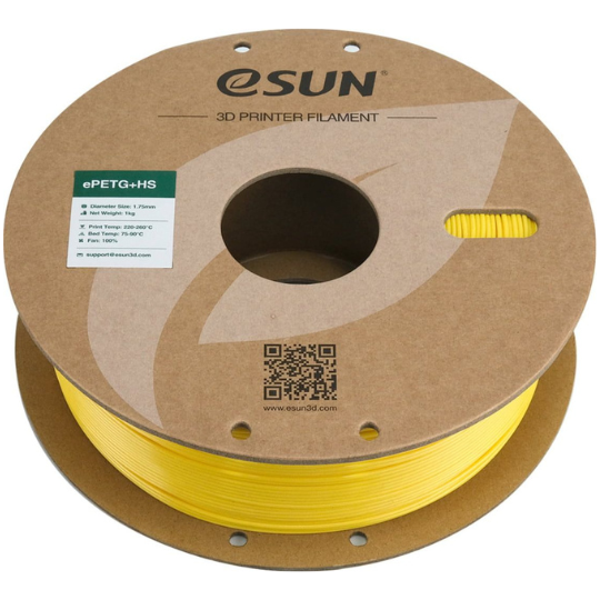 eSUN ePETG+HS 3D Printing Filament Solid Yellow,1.75mm, Net Weight-1kg 3D Filaments