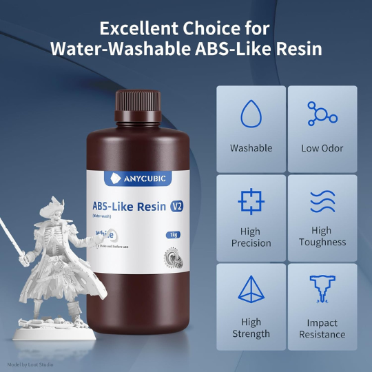 Anycubic ABS Like V2 Resin (White) 1KG 3D Filaments