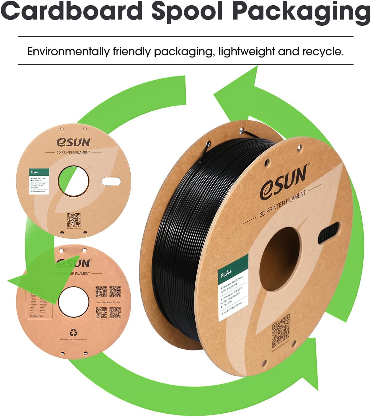 eSUN PLA+ 3D Printing Filament Green,1.75mm, Net Weight-1kg