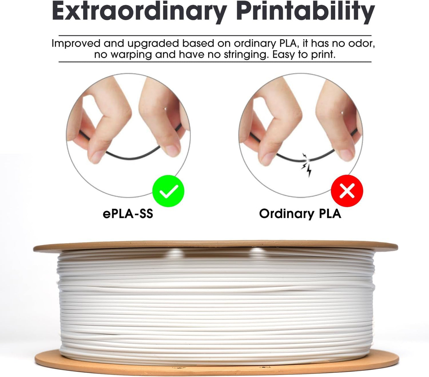 eSUN PLA Basic 3D Printing Filament White,1.75mm, Net Weight-1kg