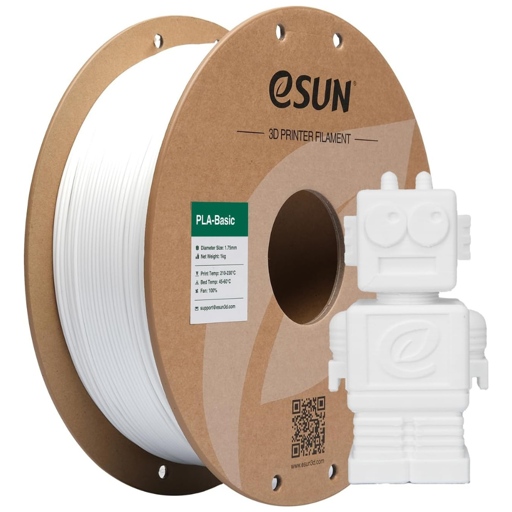 eSUN PLA Basic 3D Printing Filament White,1.75mm, Net Weight-1kg