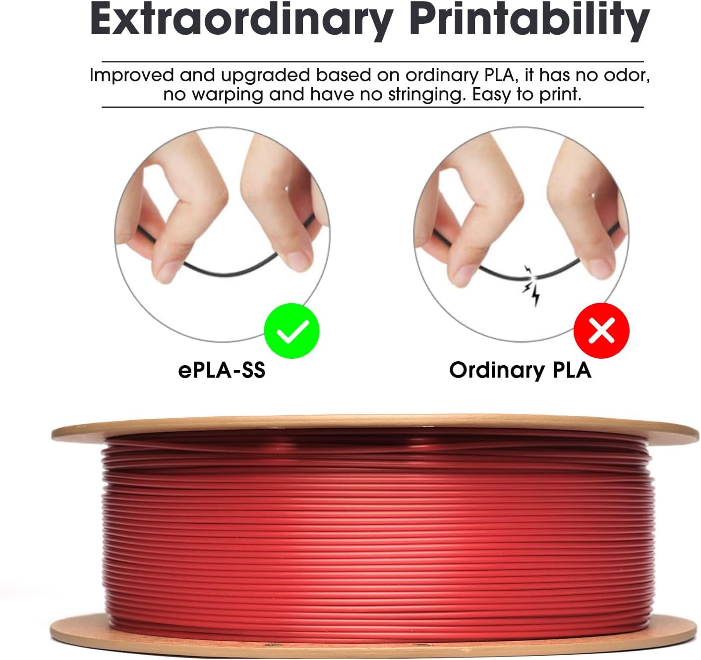 eSUN PLA Basic 3D Printing Filament Fire Engine Red,1.75mm, Net Weight-1kg