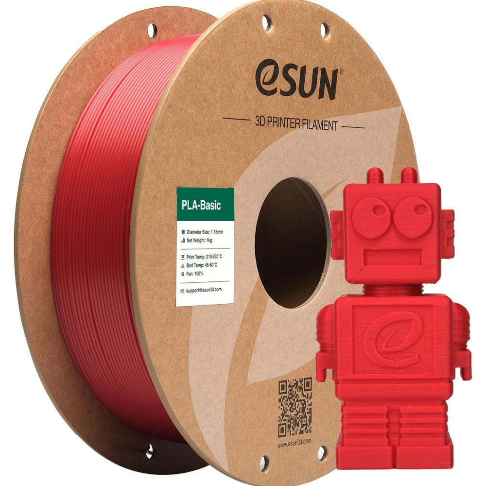 eSUN PLA Basic 3D Printing Filament Fire Engine Red,1.75mm, Net Weight-1kg