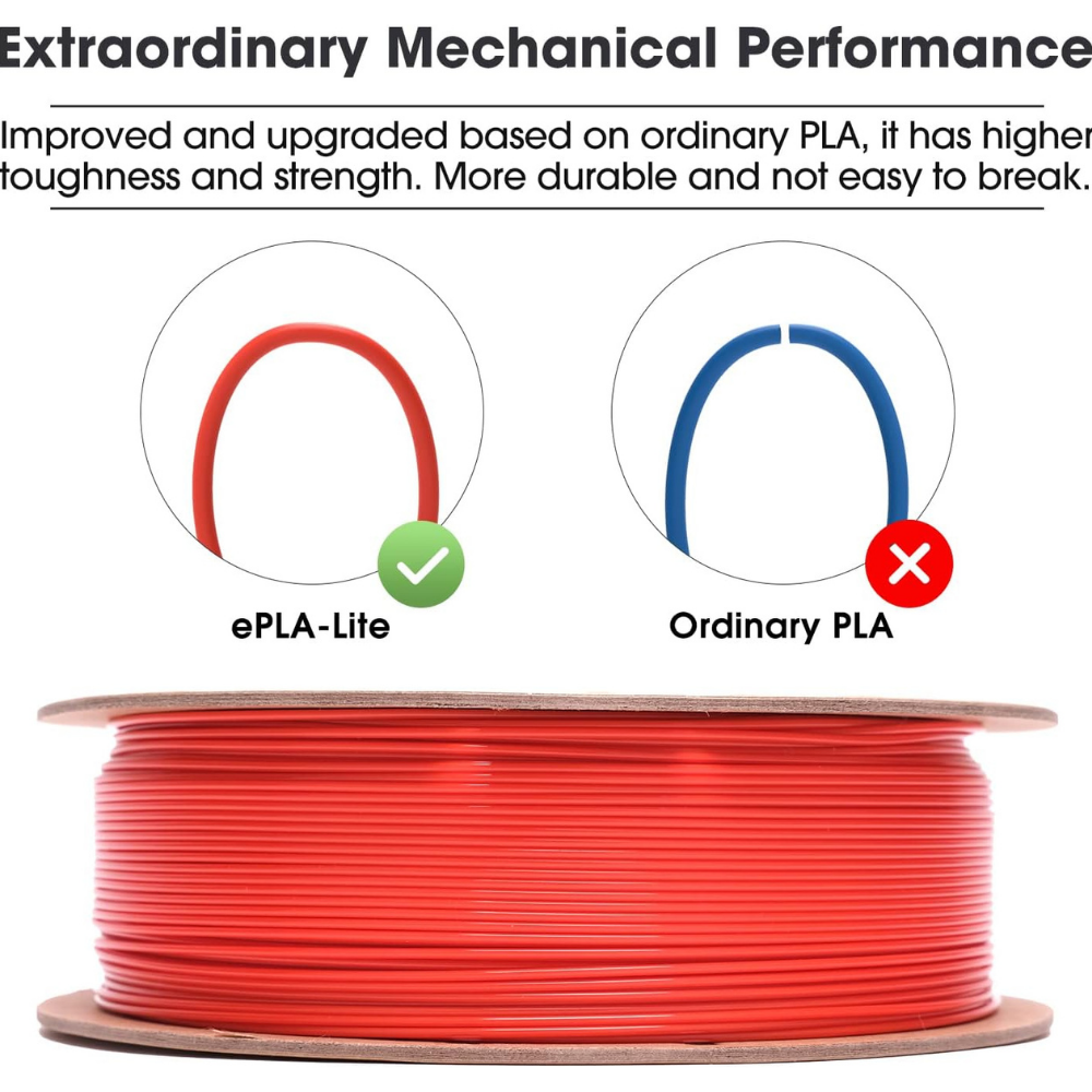 eSUN ePLA Lite 3D Printing Filament Red,1.75mm, Net Weight-1kg