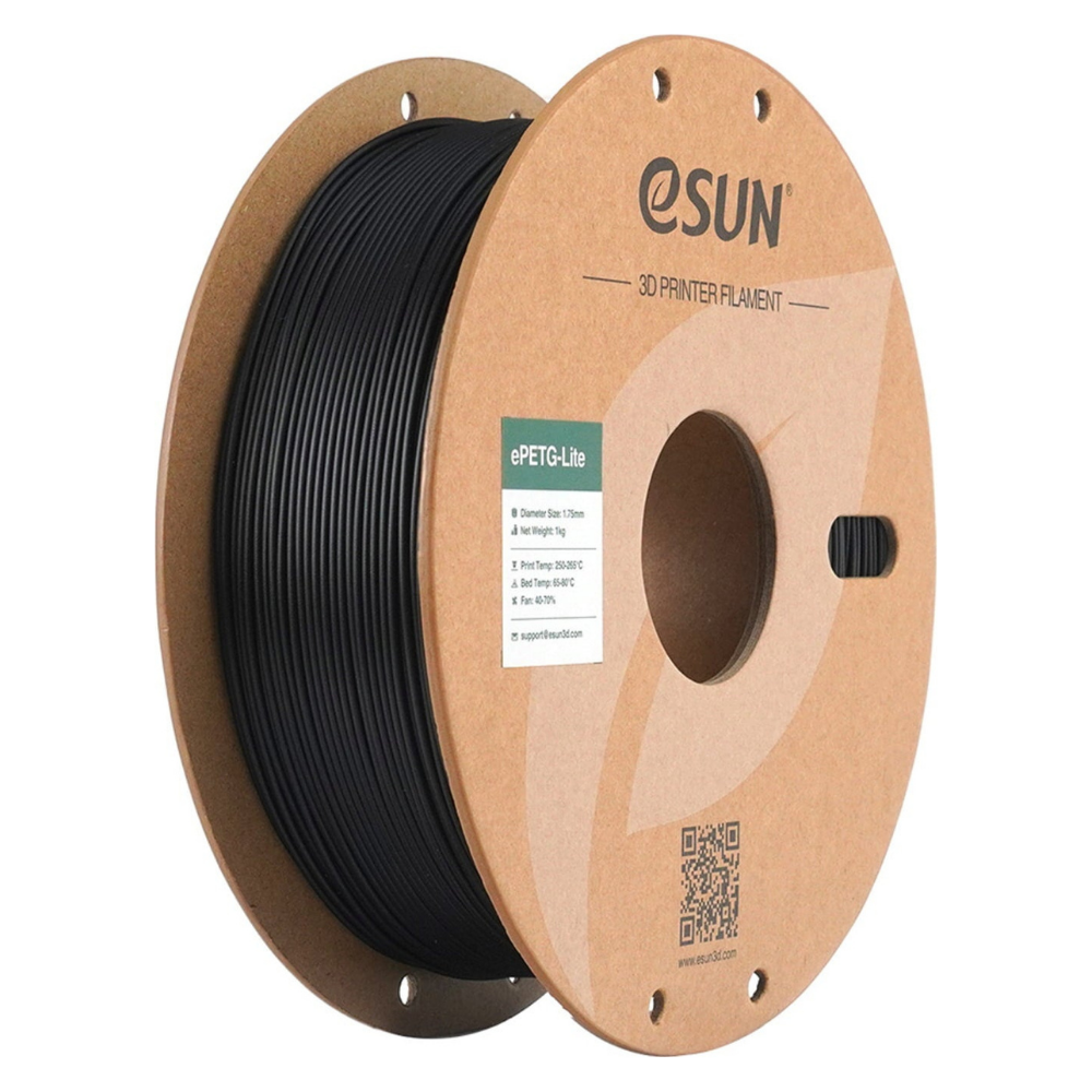 eSUN ePETG Lite 3D Printing Filament Black,1.75mm, Net Weight-1kg