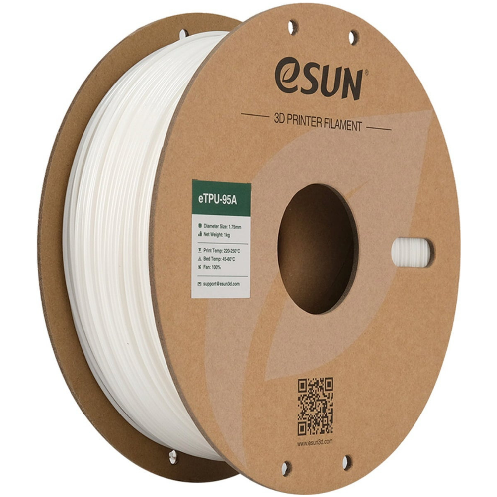 eSUN eTPU-95A 3D Printing Filament White,1.75mm, Net Weight-1kg 3D Filaments