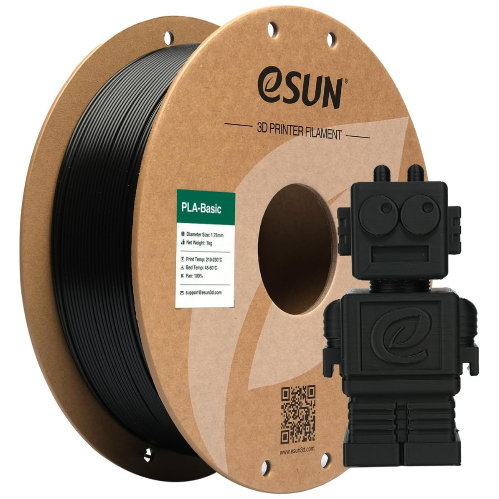 eSUN PLA Basic 3D Printing Filament Black,1.75mm, Net Weight-1kg