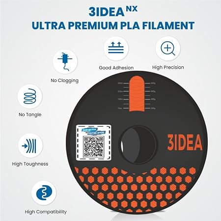 3Idea NX (Next Gen)-PLA Ultra Premium 3D Printing Filament, Orange 1.75mm, Net Weight-1kg