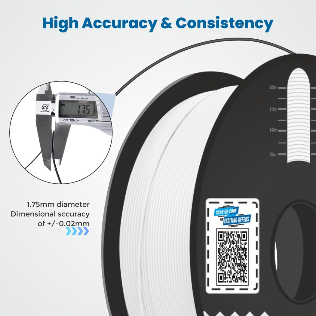 3Idea NX (Next Gen)-PLA Ultra Premium 3D Printing Filament, White 1.75mm, Net Weight-1kg