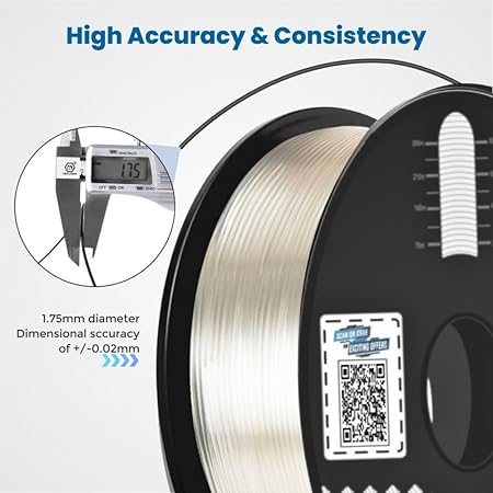 3Idea NX (Next Gen)-PLA Ultra Premium 3D Printing Filament, Transparent 1.75mm, Net Weight-1kg