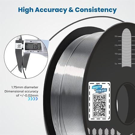 3Idea NX (Next Gen)-PLA Ultra Premium 3D Printing Filament, Silver 1.75mm, Net Weight-1kg