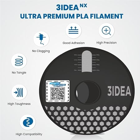 3Idea NX (Next Gen)-PLA Ultra Premium 3D Printing Filament, Silver 1.75mm, Net Weight-1kg