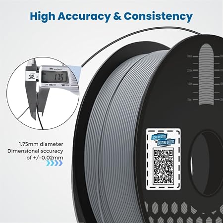 3Idea NX (Next Gen)-PLA Ultra Premium 3D Printing Filament, Grey 1.75mm, Net Weight-1kg