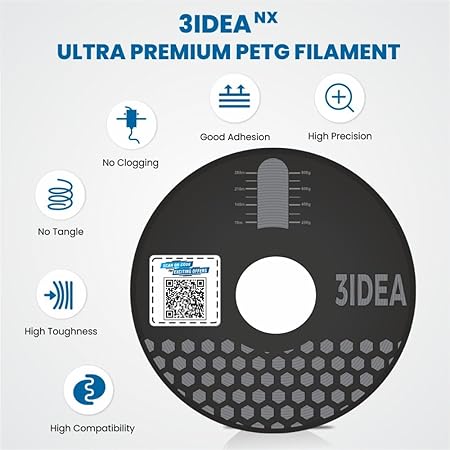 3Idea NX (Next Gen)-PLA Ultra Premium 3D Printing Filament, Grey 1.75mm, Net Weight-1kg