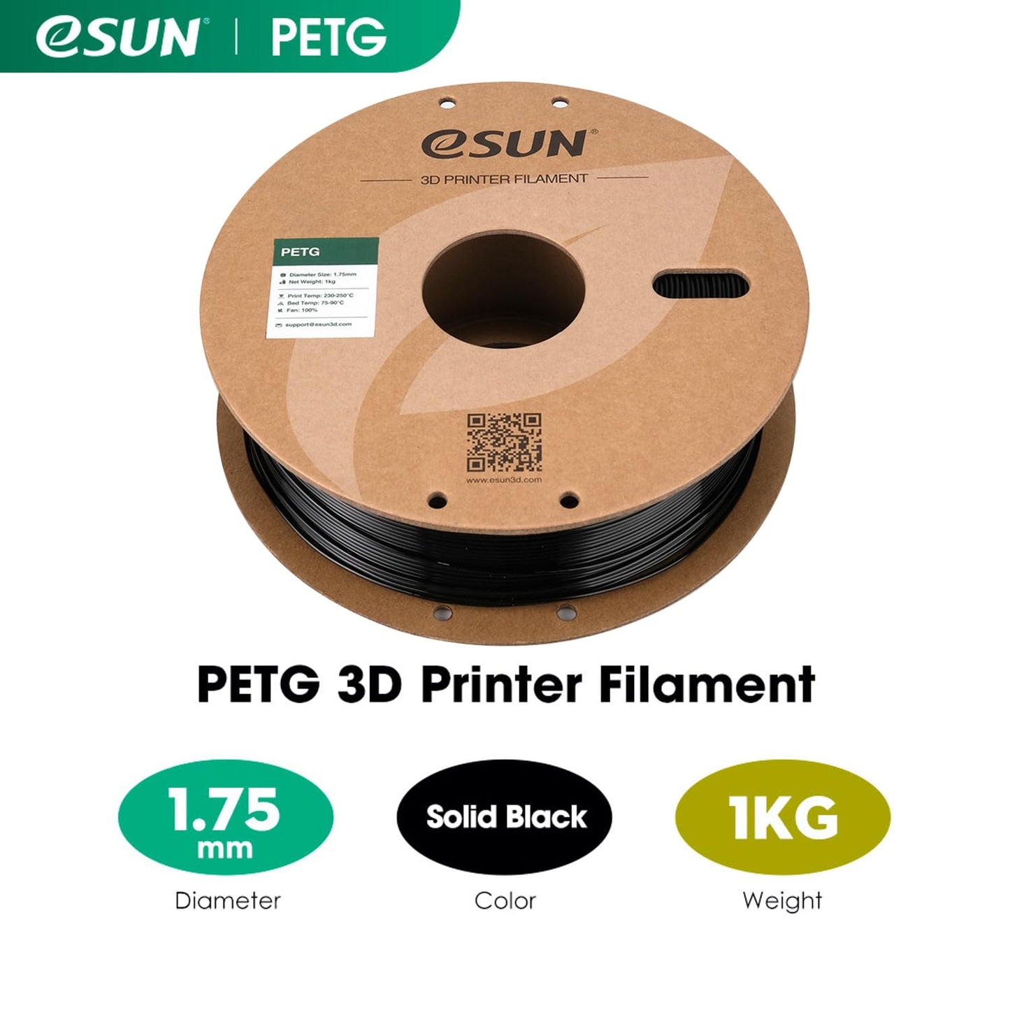 eSUN PETG Solid Black Filament