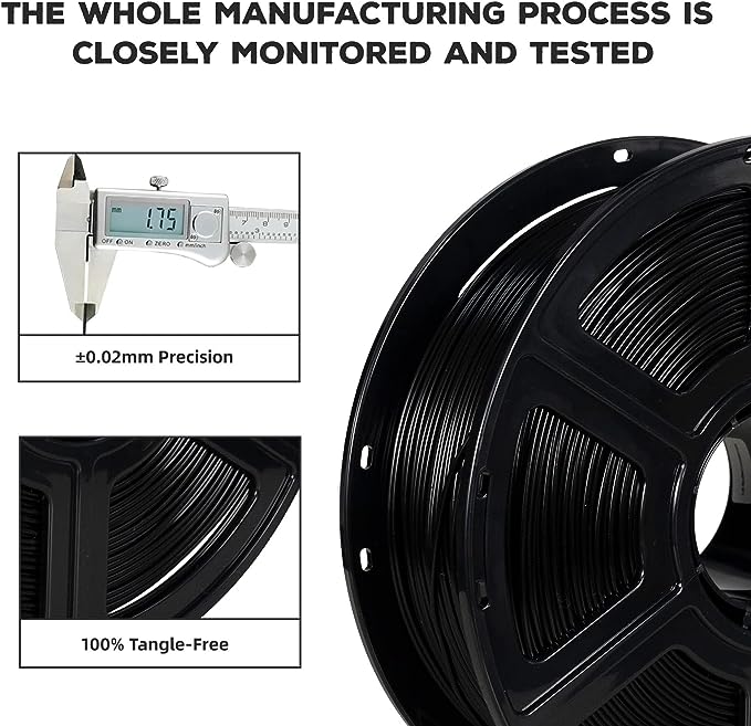 Flashforge ABS PRO 3D Printing Filament Black, 1.75mm, Net Weight-1Kg