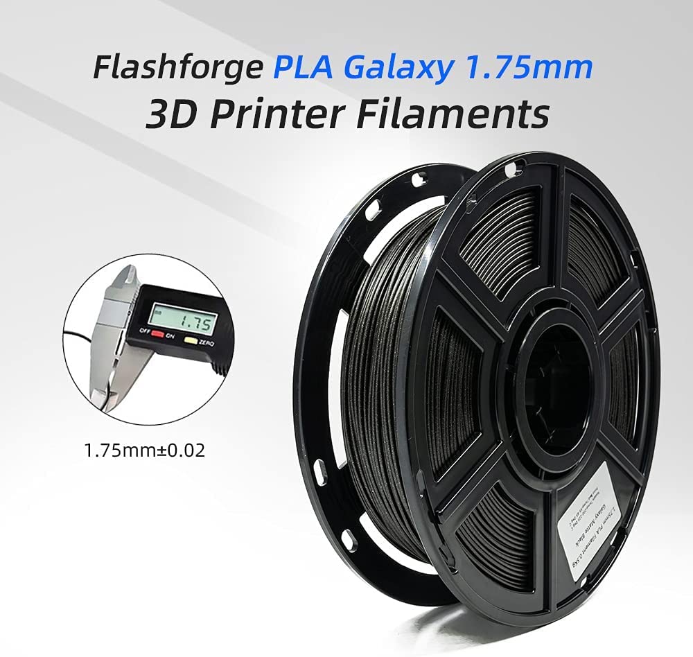 Flashforge PLA 3D Printing Filament Matte Black,1.75mm, Net Weight-1kg