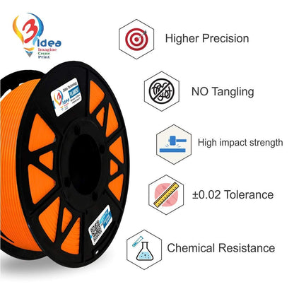 3idea ABS 3D Printing Filaments Orange 1.75mm,Net Weight-1kg