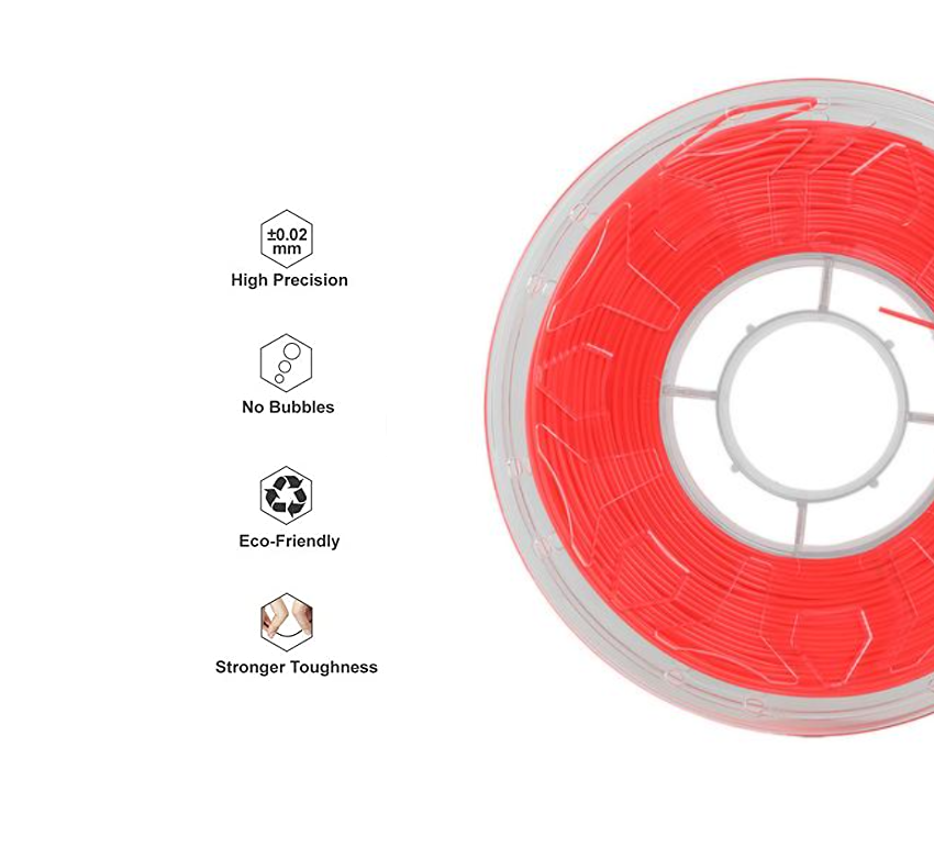 Creality PLA 3D Printing Filament Fluorescent Red,1.75mm,Net Weight-1kg