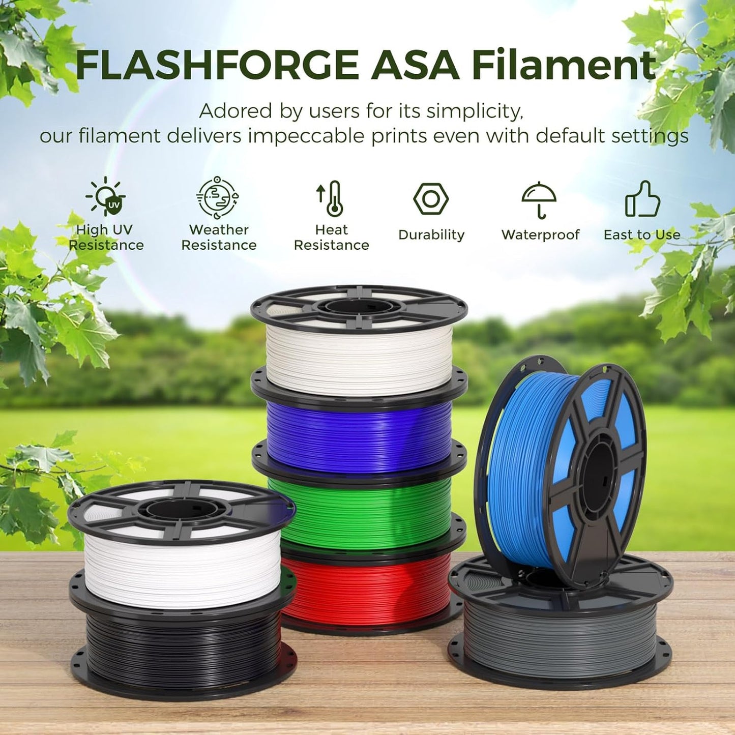 FLASHFORGE ASA 3D PRINTING FILAMENT BLACK, 1.75MM, NET WEIGHT-1KG