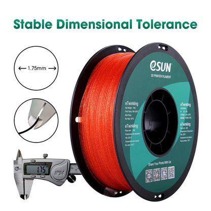 ESUN Twinkling 3D Printing Filament Warm Orange, 1.75mm, Net Weight-1kg