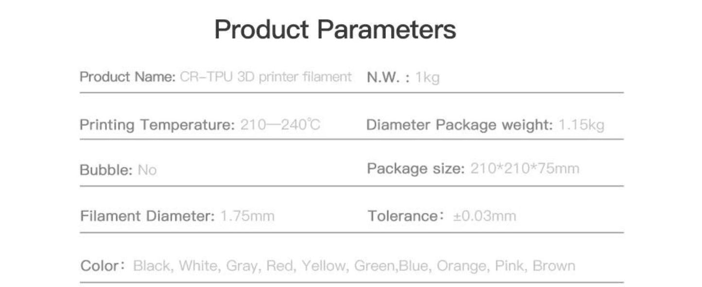 CREALITY TPU 3D PRINTING FILAMENT WHITE, 1.75MM, NET WEIGHT-1KG