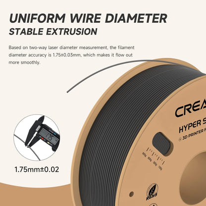 Creality Hyper Series PLA 3D Printing Filament Black, 1.75MM, Net Weight-1KG