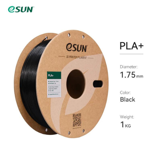 eSUN PLA+ 3D Printing Filament Black,1.75mm, Net Weight-1kg