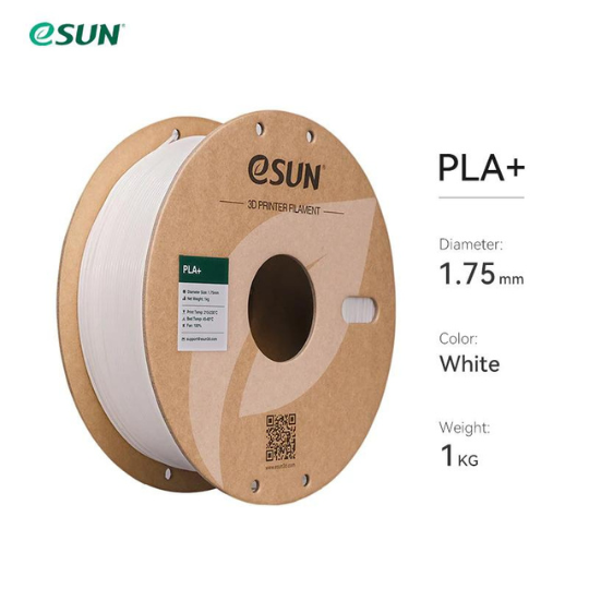 eSUN PLA+ 3D Printing Filament White,1.75mm, Net Weight-1kg