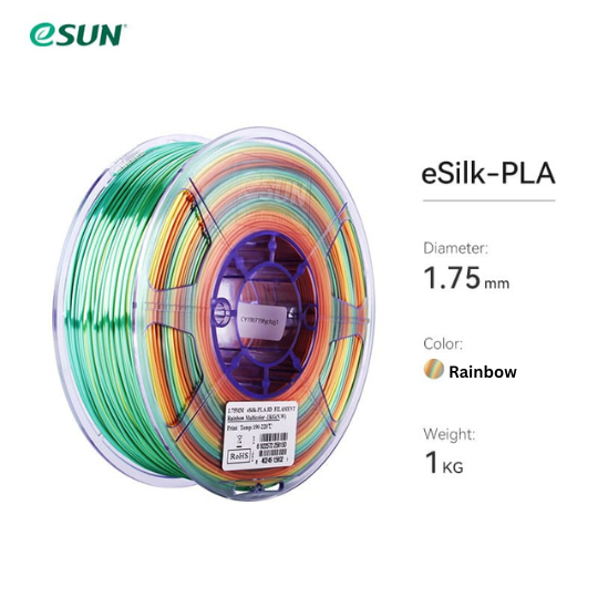 eSUN Silk PLA 3D Printing Filament Rainbow, 1.75MM, Net Weight-1KG