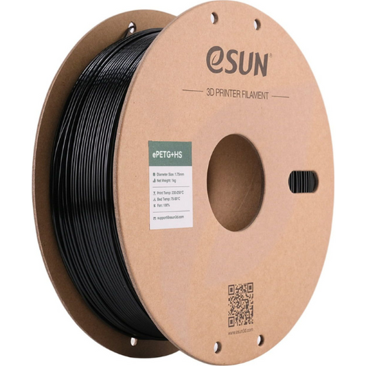 eSUN ePETG+HS 3D Printing Filament Solid Black,1.75mm, Net Weight-1kg 3D Filaments