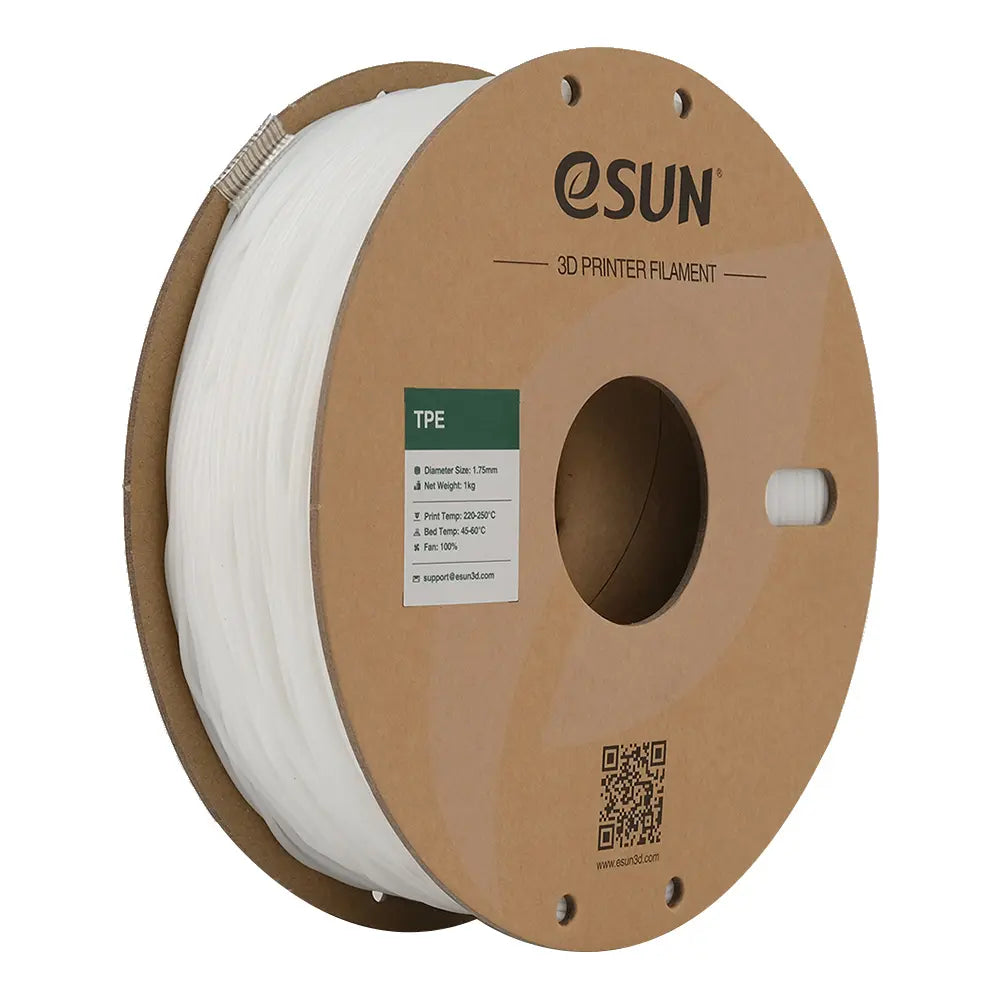 ESUN ELASTIC FILAMENT, TPE, 1.75MM, NATURAL, 1KG/ROLL, WITH PAPER ROLL