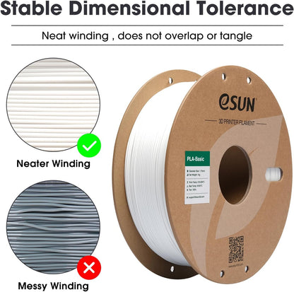 eSUN PLA Basic 3D Printing Filament White,1.75mm, Net Weight-1kg