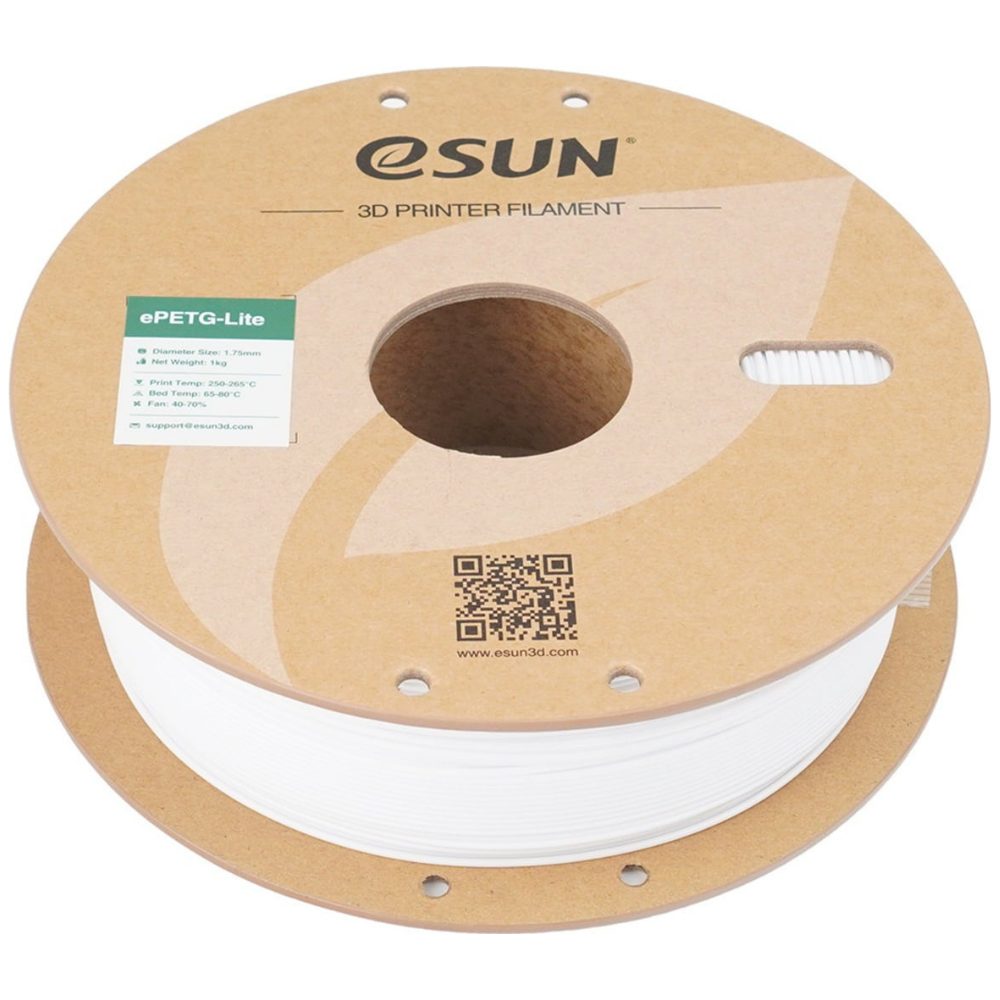 eSUN ePETG Lite 3D Printing Filament Solid White,1.75mm, Net Weight-1kg 3D Filaments