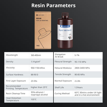 Anycubic Rigid 100 Resin (Black) 1KG 3D Filaments
