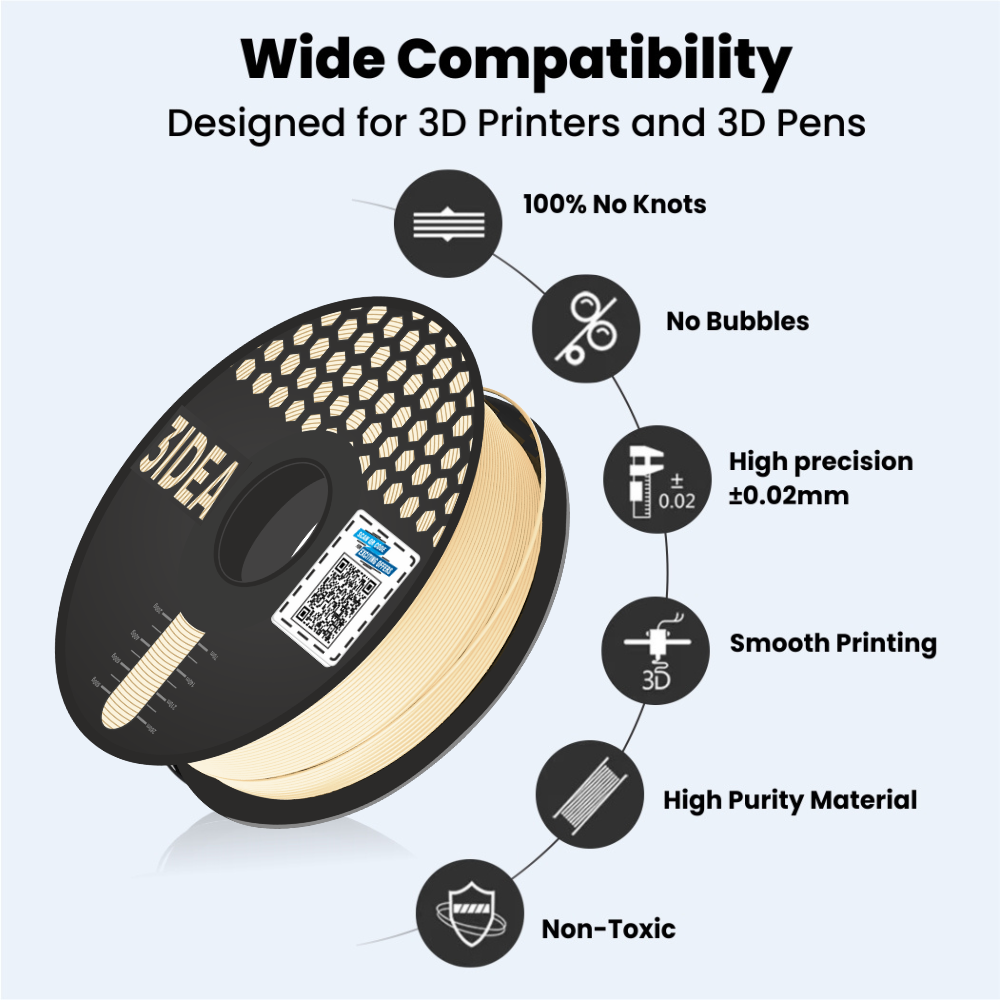 3idea PLA 3D Printing Filaments Natural 1.75mm,Net Weight-1kg