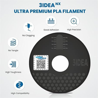 3Idea NX (Next Gen)-PLA Ultra Premium 3D Printing Filament, Black 1.75mm, Net Weight-1kg